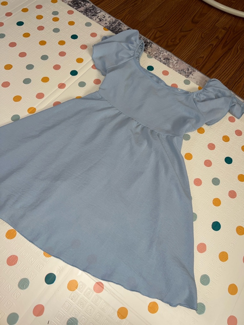 Light Blue Puff-Sleeve Summer Dress